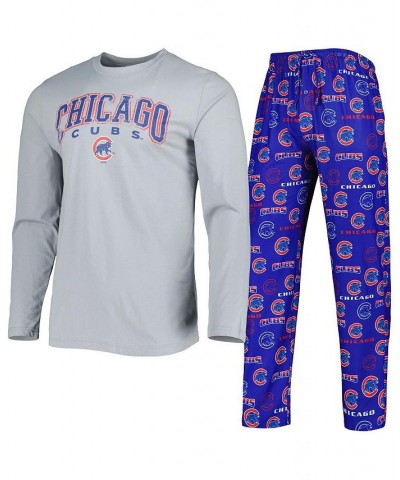 Men's Royal, Gray Chicago Cubs Breakthrough Long Sleeve Top and Pants Sleep Set $43.99 Pajama