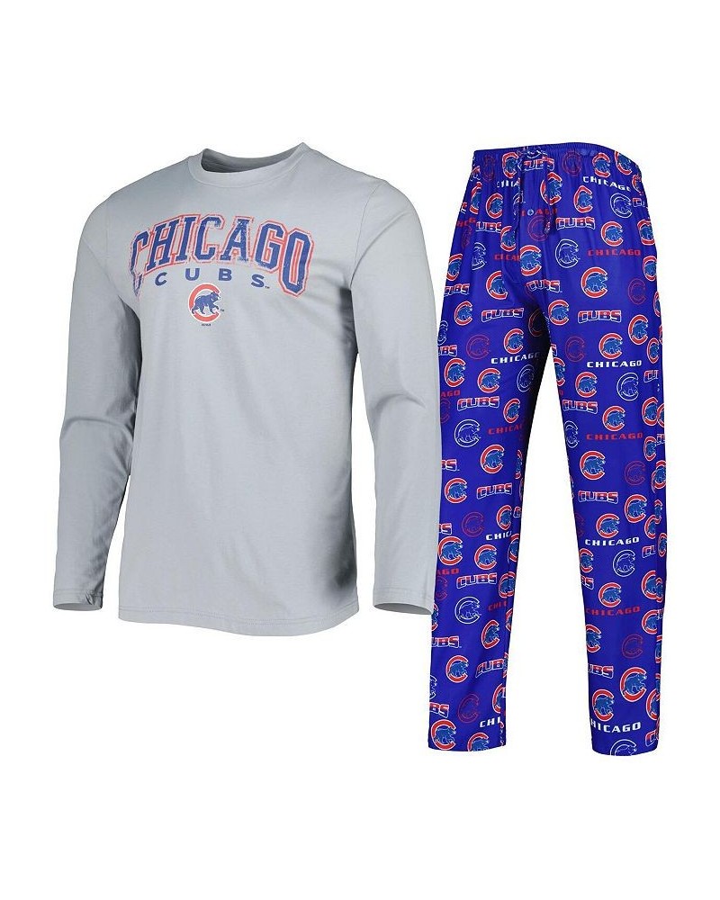 Men's Royal, Gray Chicago Cubs Breakthrough Long Sleeve Top and Pants Sleep Set $43.99 Pajama