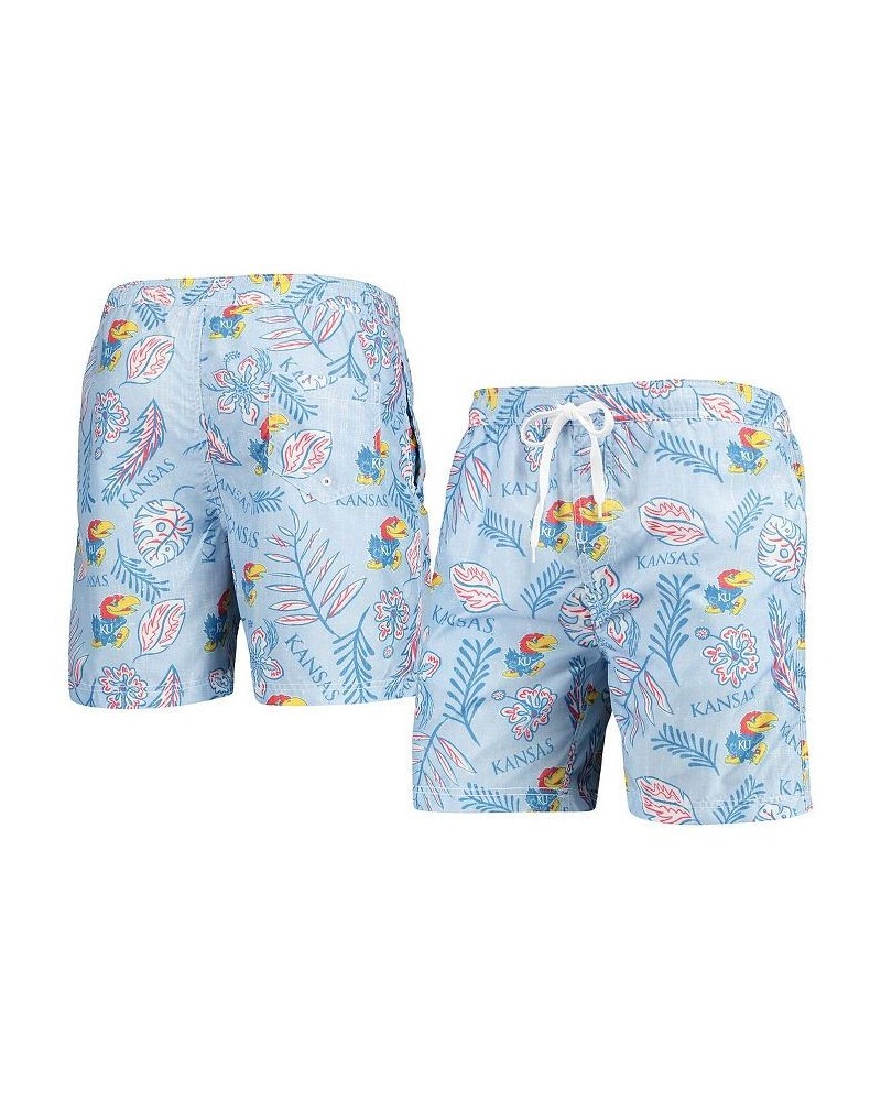 Men's Light Blue Kansas Jayhawks Vintage-Inspired Floral Swim Trunks $37.79 Swimsuits