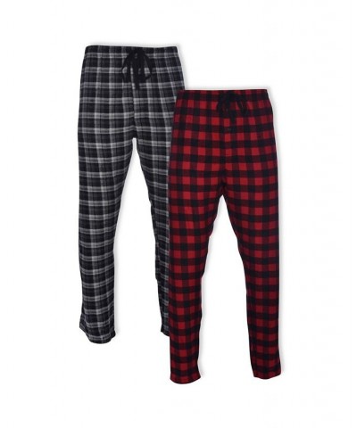 Hanes Men's Big and Tall Flannel Sleep Pant, 2 Pack Red/Black Buffalo Check and Black Plaid $17.39 Pajama