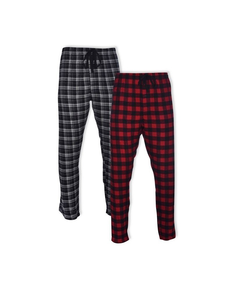 Hanes Men's Big and Tall Flannel Sleep Pant, 2 Pack Red/Black Buffalo Check and Black Plaid $17.39 Pajama