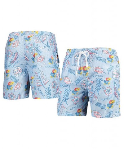 Men's Light Blue Kansas Jayhawks Vintage-Inspired Floral Swim Trunks $37.79 Swimsuits