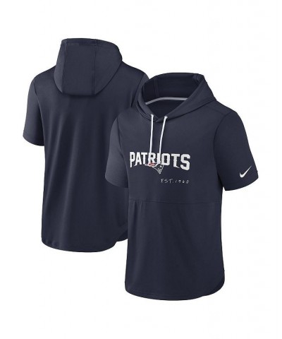 Men's Navy New England Patriots Short Sleeve Pullover Hoodie $30.79 Sweatshirt