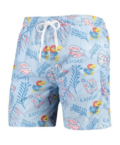 Men's Light Blue Kansas Jayhawks Vintage-Inspired Floral Swim Trunks $37.79 Swimsuits