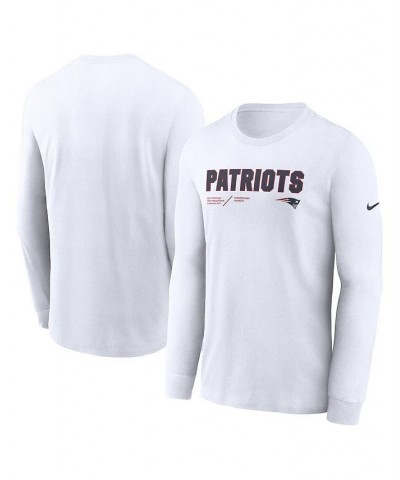 Men's White New England Patriots Infograph Lock Up Performance Long Sleeve T-shirt $27.50 T-Shirts