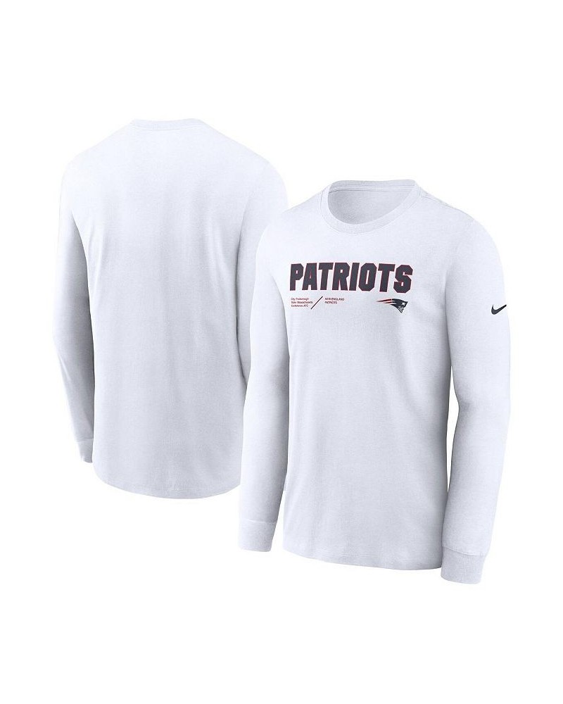 Men's White New England Patriots Infograph Lock Up Performance Long Sleeve T-shirt $27.50 T-Shirts