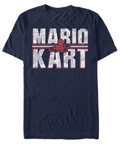 Nintendo Men's Mario Kart Shadowed Logo Short Sleeve T-Shirt Blue $19.24 T-Shirts