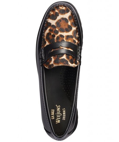 Women's Whitney Lug Leopard Loafer Flats Black $56.00 Shoes