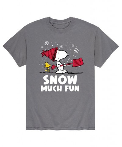 Men's Peanuts Snow Much Fun T-Shirt Gray $14.00 T-Shirts