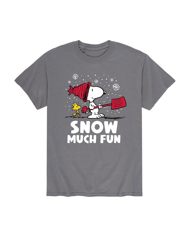 Men's Peanuts Snow Much Fun T-Shirt Gray $14.00 T-Shirts