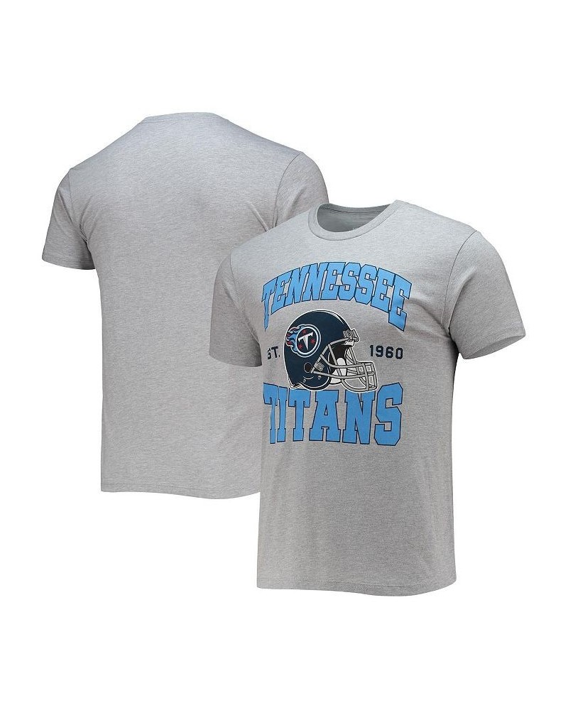 Men's Heathered Gray Tennessee Titans Helmet T-shirt $20.25 T-Shirts