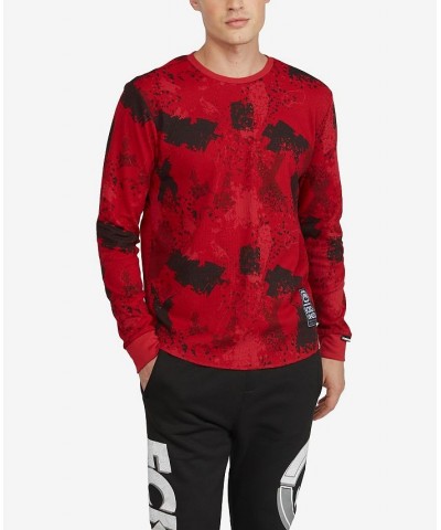 Men's All Over Print Stunner Thermal Sweater Red $24.00 Sweaters