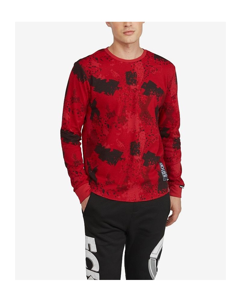 Men's All Over Print Stunner Thermal Sweater Red $24.00 Sweaters