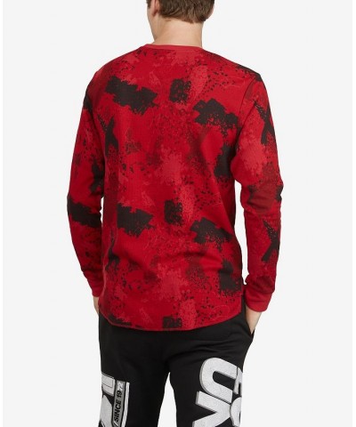 Men's All Over Print Stunner Thermal Sweater Red $24.00 Sweaters