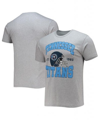 Men's Heathered Gray Tennessee Titans Helmet T-shirt $20.25 T-Shirts