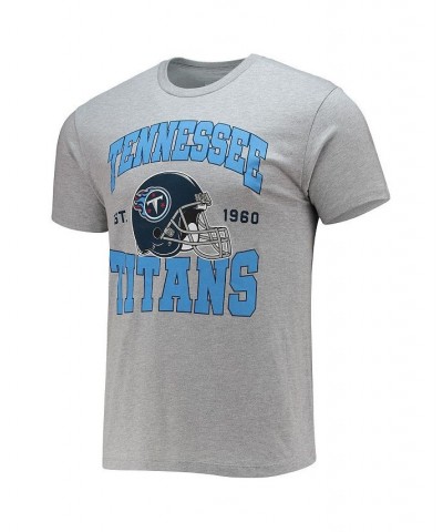 Men's Heathered Gray Tennessee Titans Helmet T-shirt $20.25 T-Shirts