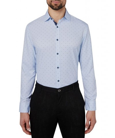 Men's Slim-Fit Non-Iron Performance Stretch Geo-Print Dress Shirt Gray $26.87 Dress Shirts