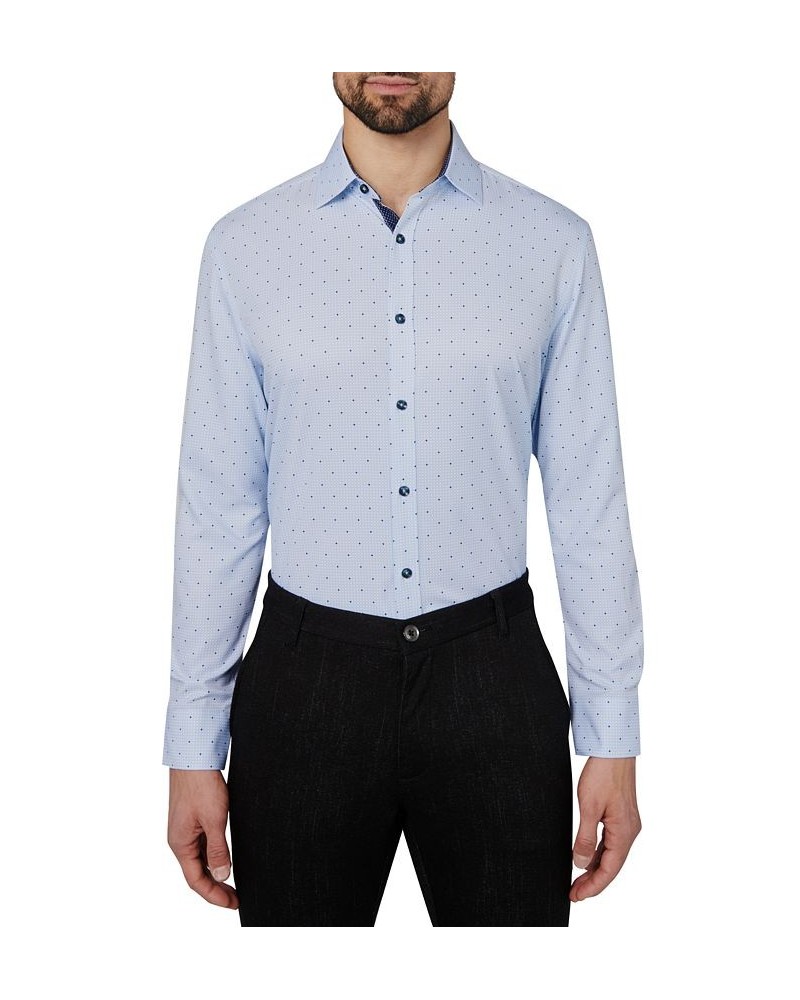 Men's Slim-Fit Non-Iron Performance Stretch Geo-Print Dress Shirt Gray $26.87 Dress Shirts