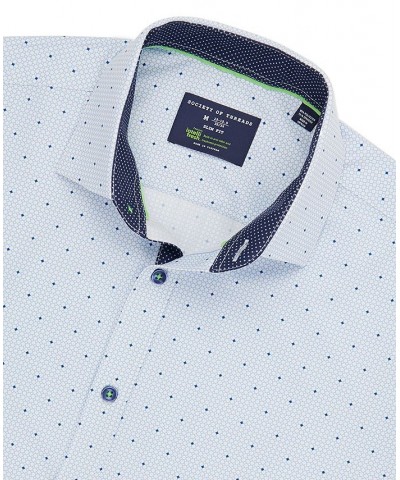 Men's Slim-Fit Non-Iron Performance Stretch Geo-Print Dress Shirt Gray $26.87 Dress Shirts