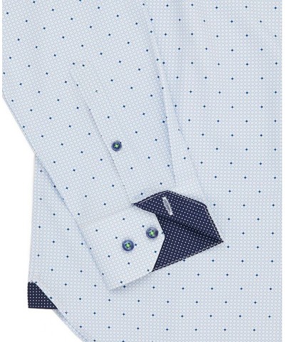 Men's Slim-Fit Non-Iron Performance Stretch Geo-Print Dress Shirt Gray $26.87 Dress Shirts