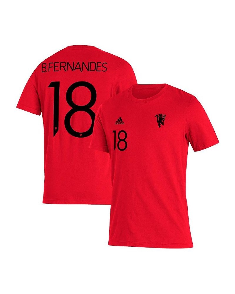 Men's Bruno Fernandes Red Manchester United Name and Number Amplifier T-shirt $17.15 T-Shirts