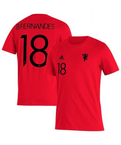 Men's Bruno Fernandes Red Manchester United Name and Number Amplifier T-shirt $17.15 T-Shirts