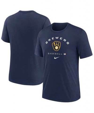 Men's Navy Milwaukee Brewers Authentic Collection Tri-Blend Performance T-shirt $24.29 T-Shirts