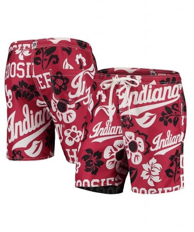 Men's Crimson Indiana Hoosiers Floral Volley Logo Swim Trunks $28.00 Swimsuits