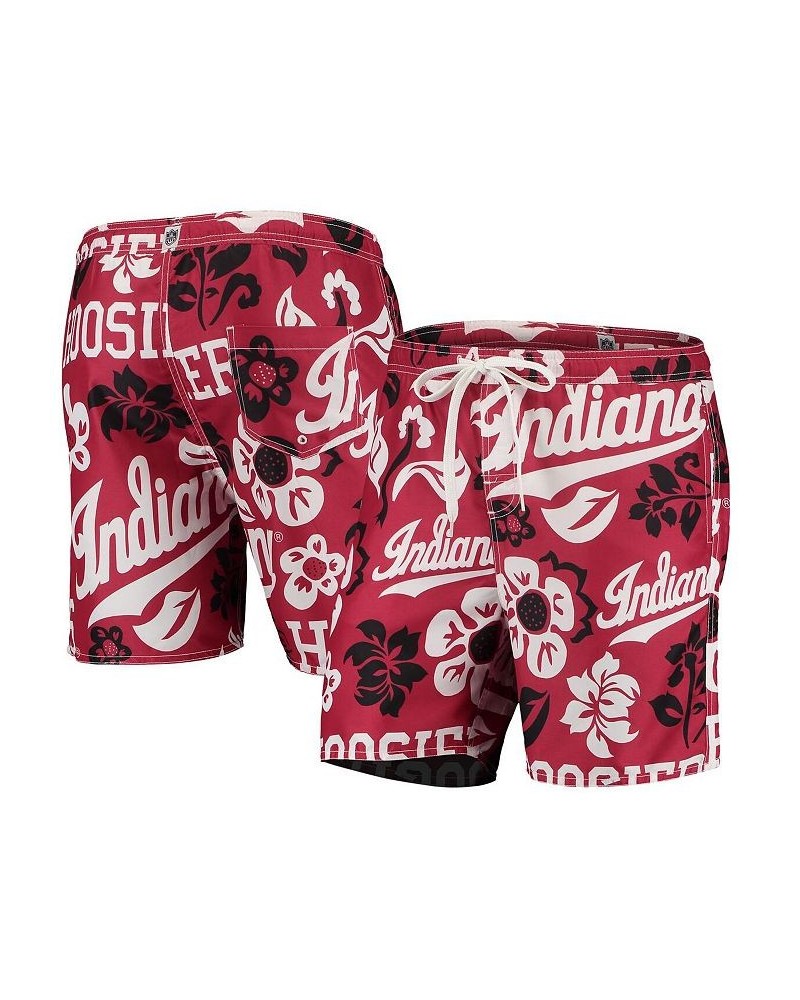 Men's Crimson Indiana Hoosiers Floral Volley Logo Swim Trunks $28.00 Swimsuits