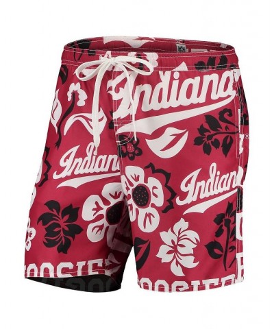 Men's Crimson Indiana Hoosiers Floral Volley Logo Swim Trunks $28.00 Swimsuits