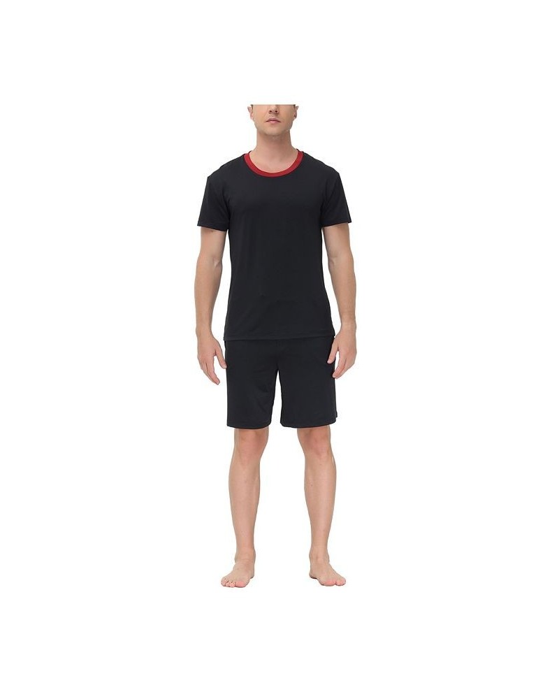 Men's Moisture-Wicking Crewneck T-Shirt & Shorts Pajama Set Black $17.76 Pajama