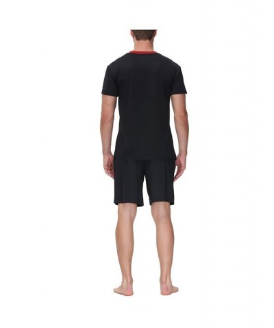 Men's Moisture-Wicking Crewneck T-Shirt & Shorts Pajama Set Black $17.76 Pajama