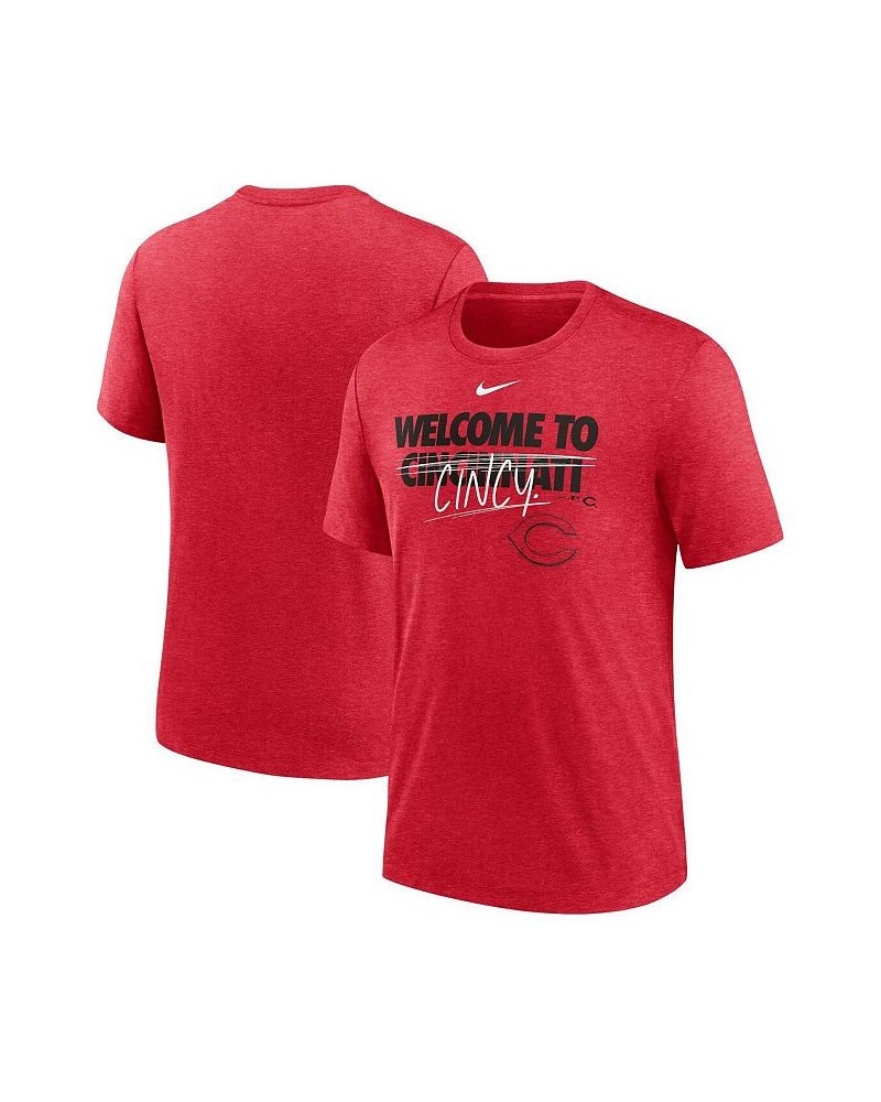 Men's Heather Red Cincinnati Reds Home Spin Tri-Blend T-shirt $29.49 T-Shirts