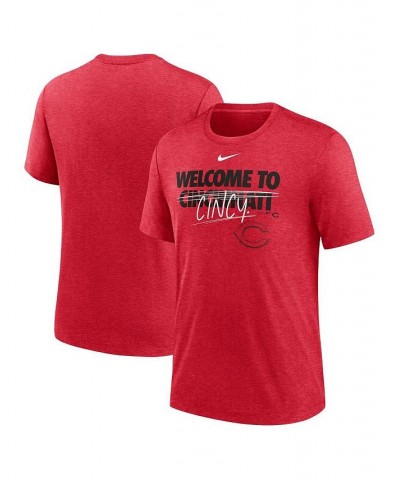 Men's Heather Red Cincinnati Reds Home Spin Tri-Blend T-shirt $29.49 T-Shirts