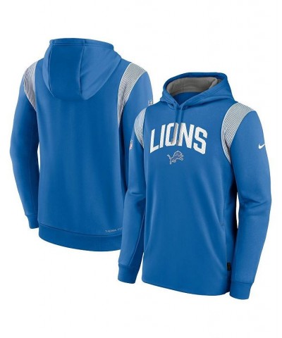 Men's Blue Detroit Lions Sideline Athletic Stack Performance Pullover Hoodie $49.39 Sweatshirt