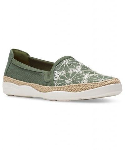 Women's Elaina Harbor Embroidered Jute-Trimmed Flats Green $45.00 Shoes