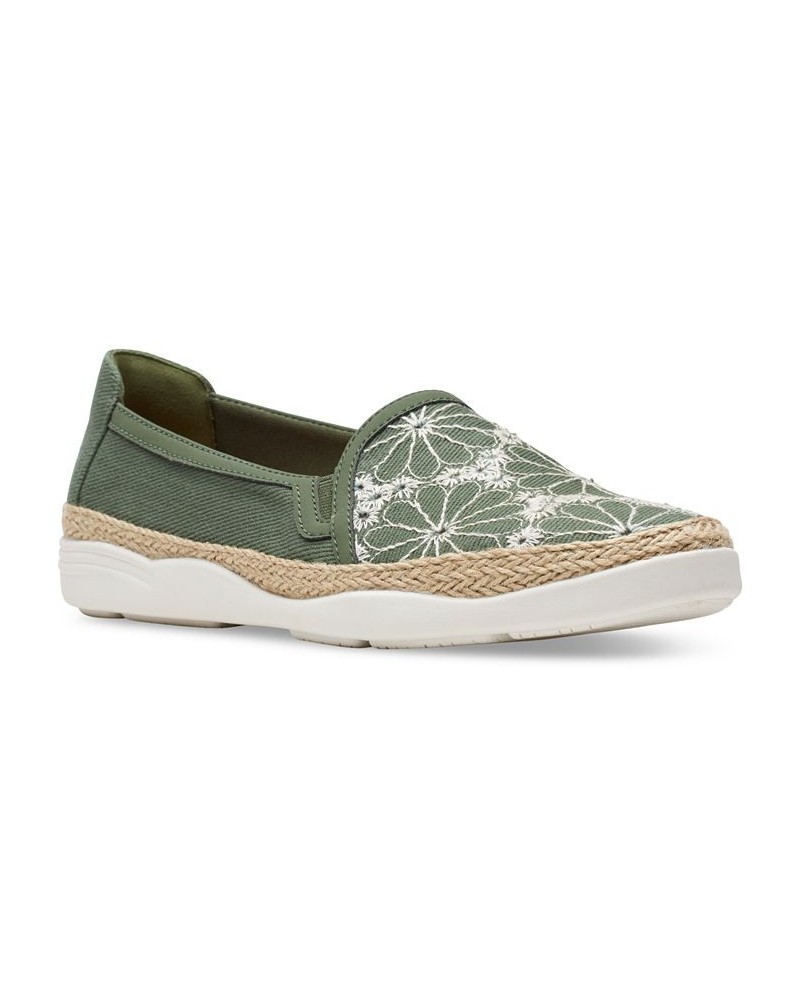 Women's Elaina Harbor Embroidered Jute-Trimmed Flats Green $45.00 Shoes