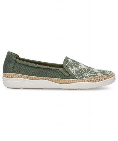 Women's Elaina Harbor Embroidered Jute-Trimmed Flats Green $45.00 Shoes