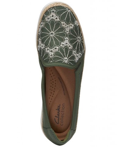 Women's Elaina Harbor Embroidered Jute-Trimmed Flats Green $45.00 Shoes