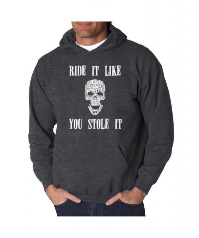 Men's Word Art Hooded Sweatshirt - Ride It Like You Stole It Gray $30.00 Sweatshirt