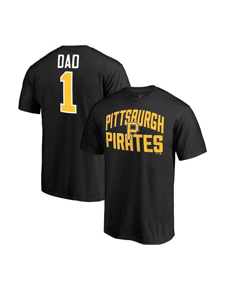 Men's Branded Black Pittsburgh Pirates Logo 1 Dad T-shirt $17.20 T-Shirts