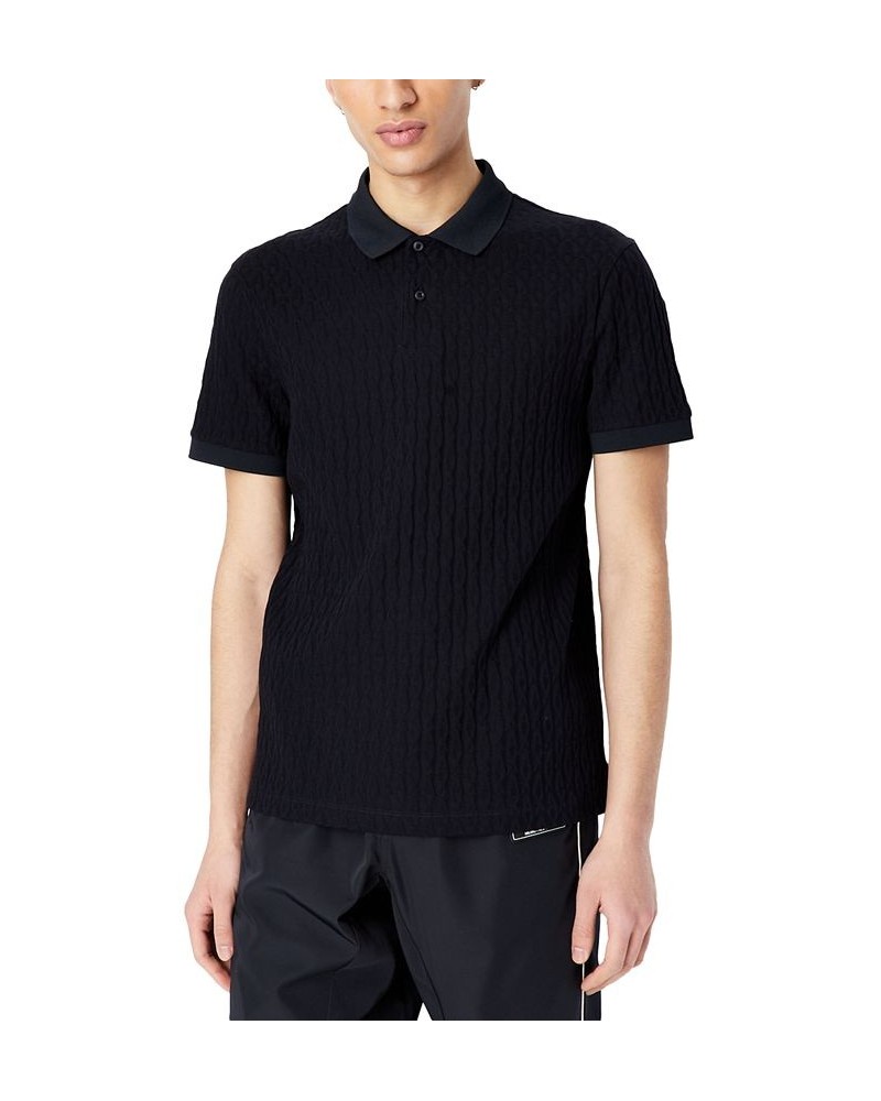 Men's AX Logo Jacquard Polo Shirt Blue $55.20 Polo Shirts