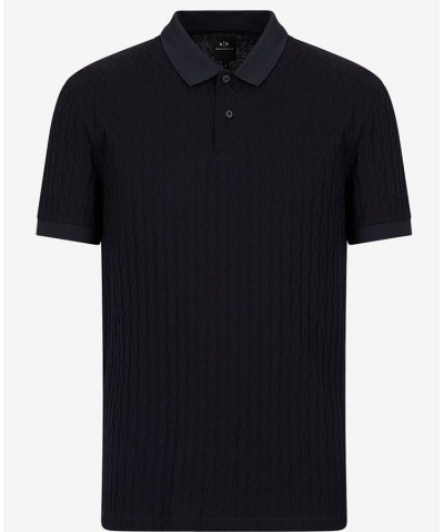 Men's AX Logo Jacquard Polo Shirt Blue $55.20 Polo Shirts