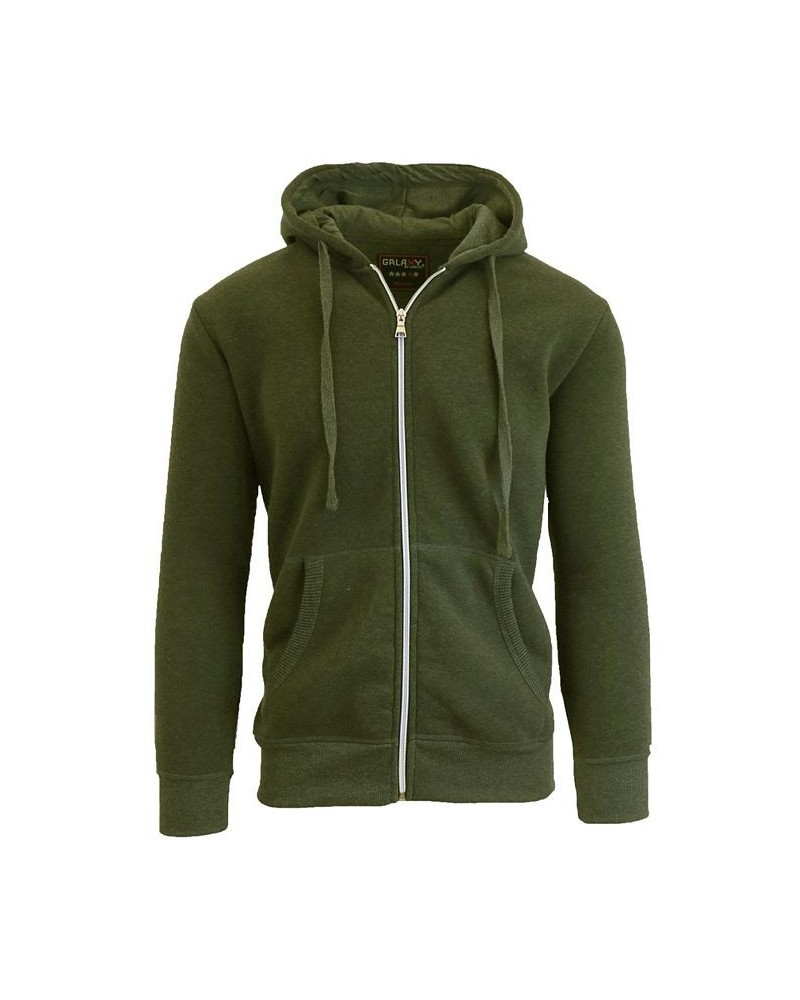 Men's Full Zip Fleece Hooded Sweatshirt Olive $19.94 Sweatshirt