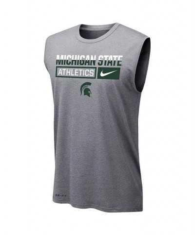 Men's Heathered Gray Michigan State Spartans Wordmark Drop Legend Performance Tank Top $26.49 T-Shirts