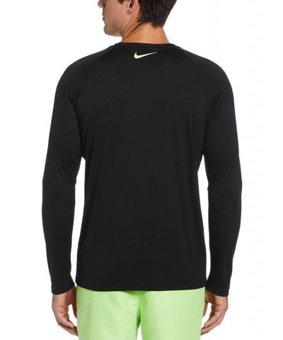 Men's Logo Swoosh Long-Sleeve Hydroguard Shirt Black $29.58 Swimsuits