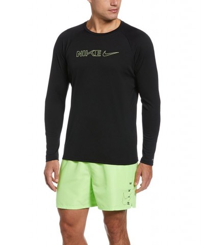 Men's Logo Swoosh Long-Sleeve Hydroguard Shirt Black $29.58 Swimsuits