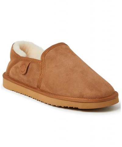 Fireside by Dearfoam Men's Hobart Genuine Shearling Closed Back Slippers Brown $25.18 Shoes