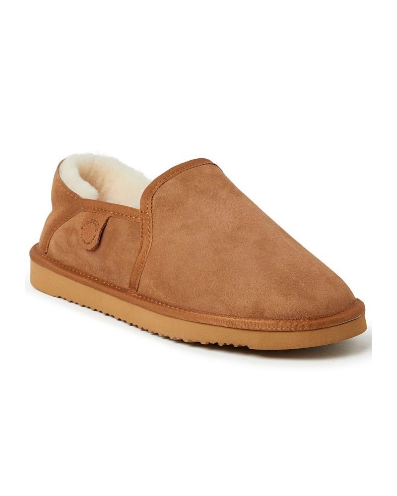 Fireside by Dearfoam Men's Hobart Genuine Shearling Closed Back Slippers Brown $25.18 Shoes