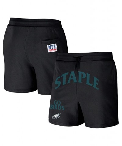 Men's NFL X Staple Black Philadelphia Eagles New Age Throwback Vintage-Like Wash Fleece Short $25.85 Shorts